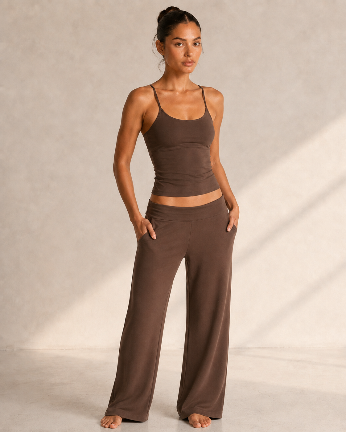 MILAJA Low Rise Yoga Pant and yoga top in coffee
