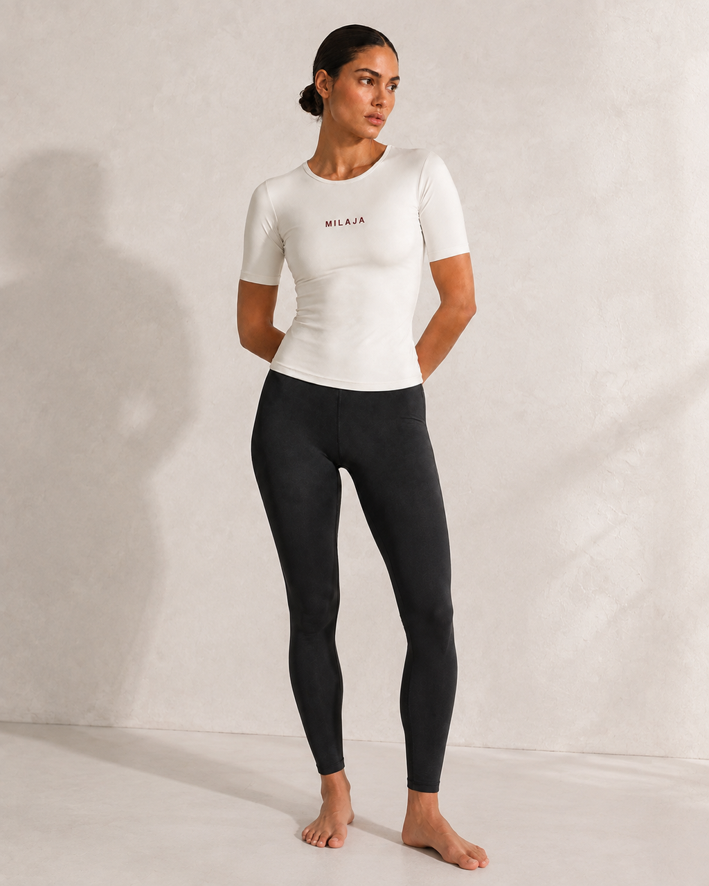 MILAJA Short Sleeve Training Top in ivory