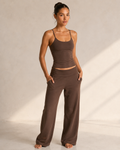 MILAJA Skinny Strap Yoga Top in coffee
