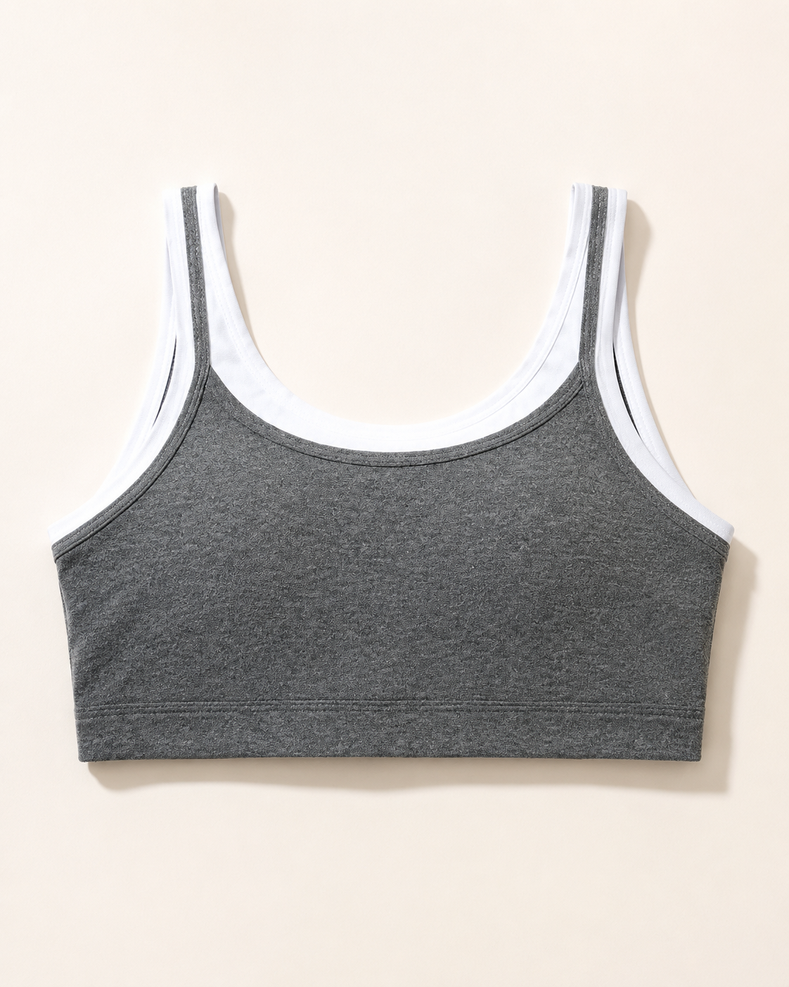 MILAJA Scoop Sports Bra i Grey Melange och White