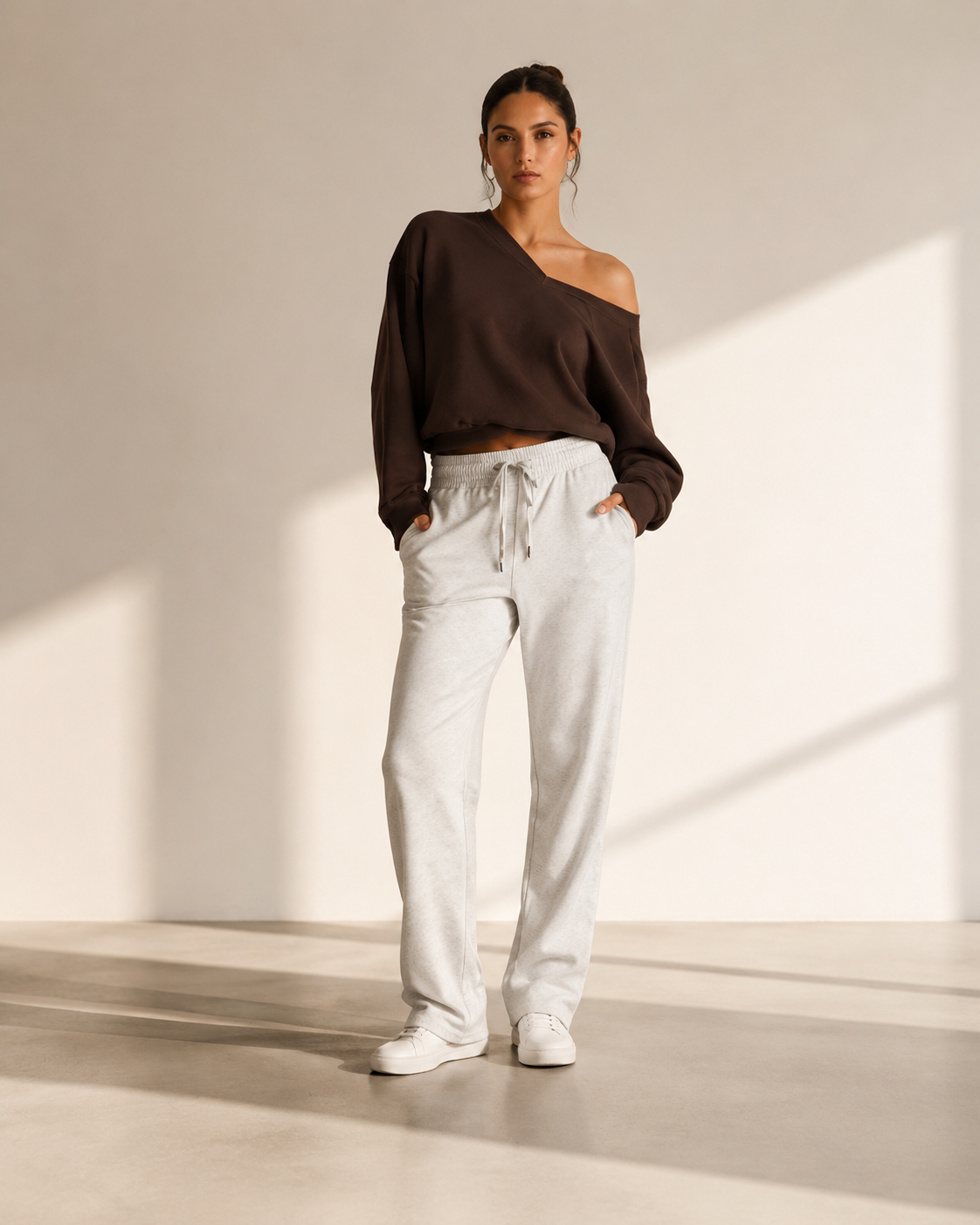 MILAJA Straight Leg Sweatpant i Grey Melange