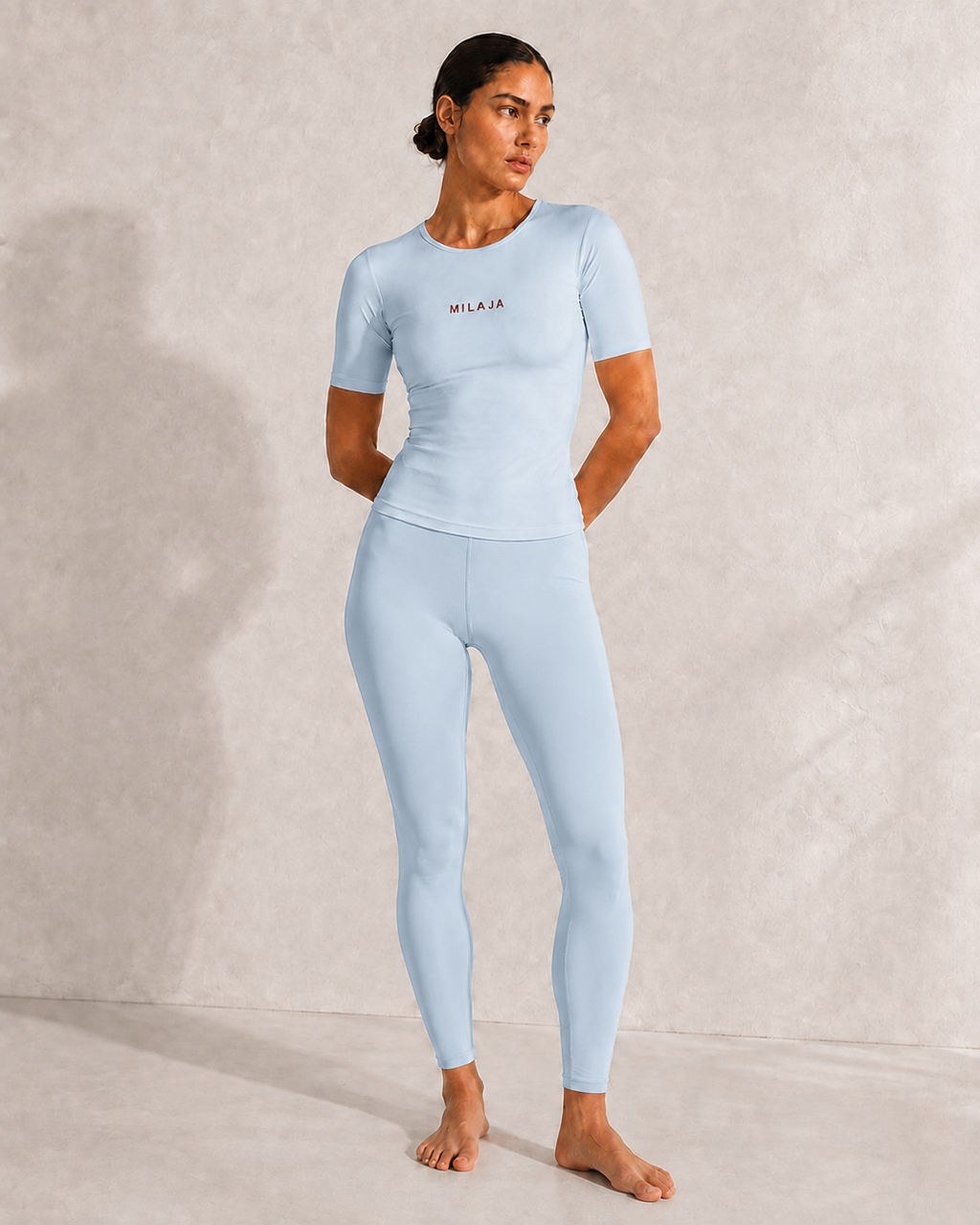 MILAJA Short-Sleeve Training Top in Scandinavian Blue matching set