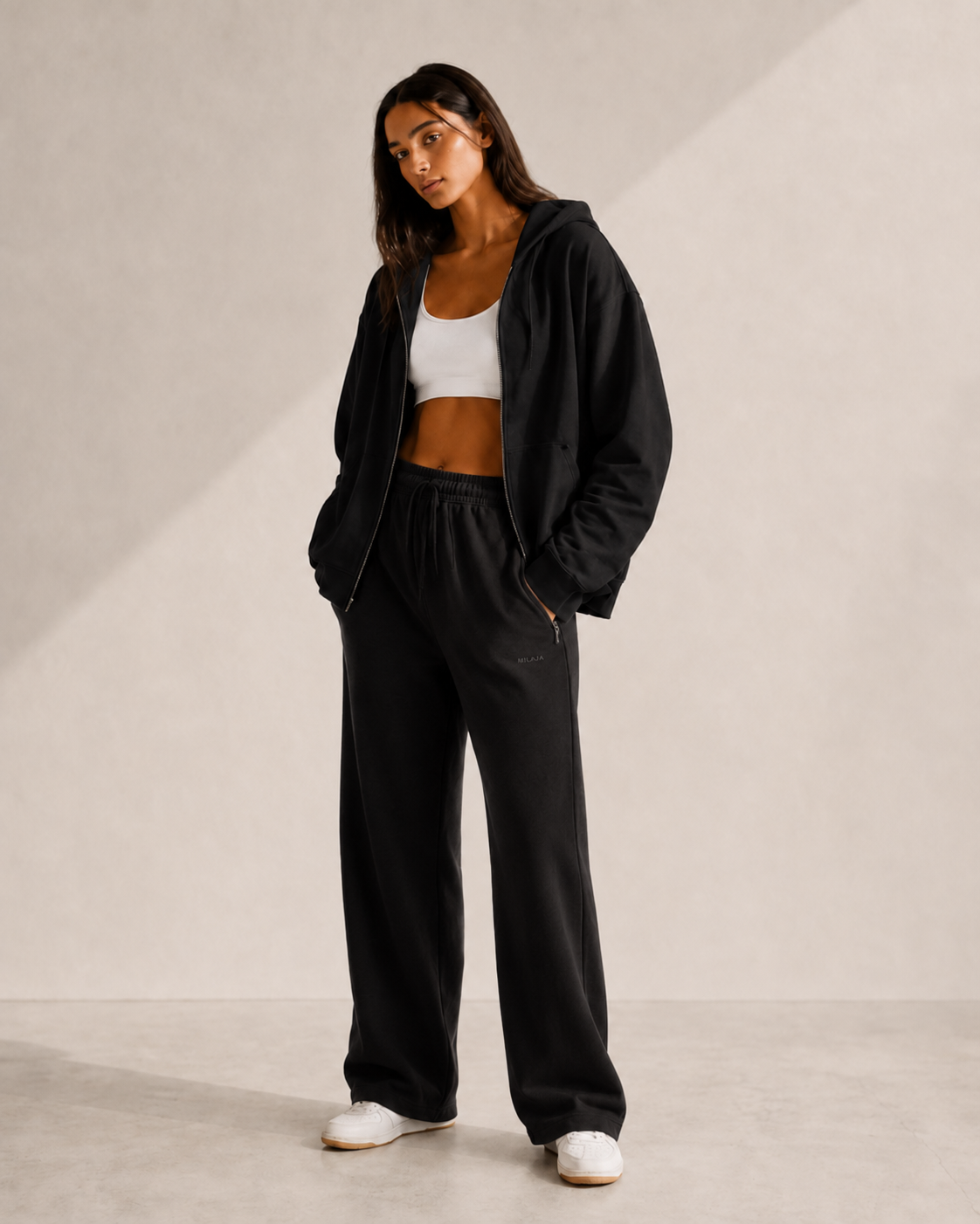 MILAJA Straight-Leg Sweatpant in Black